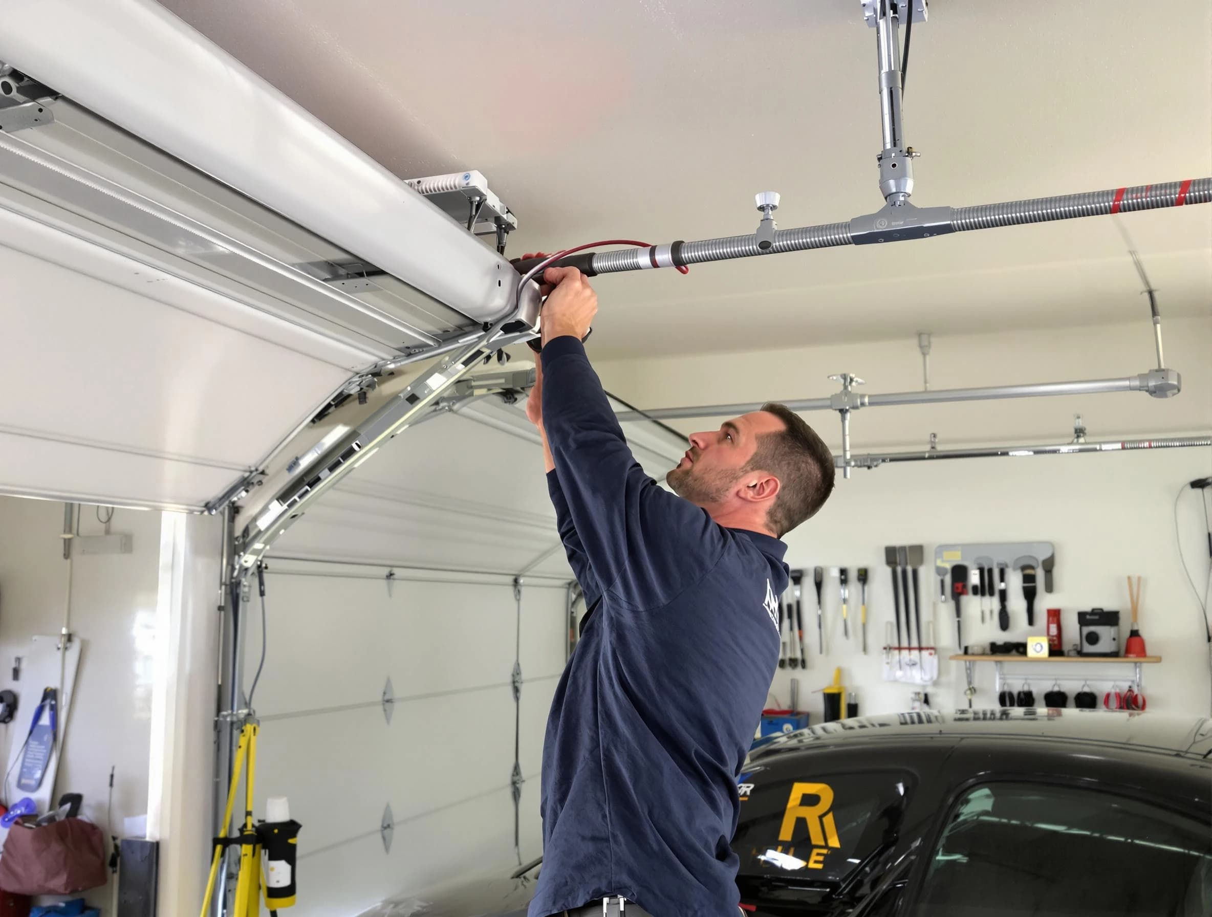 Stansbury Park Garage Door Repair technician performing garage door cable repair in Stansbury Park