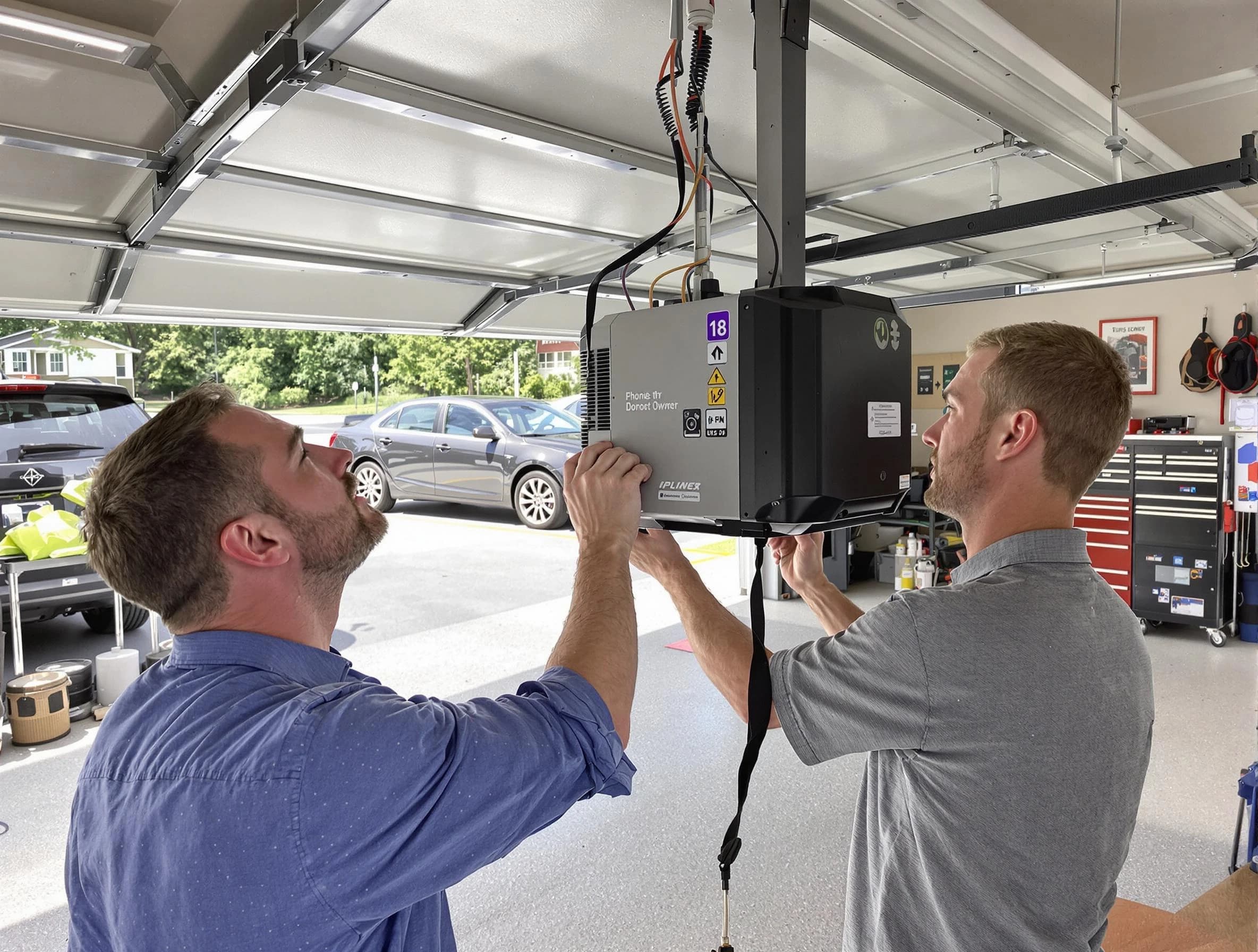 Stansbury Park Garage Door Repair technician installing garage door opener in Stansbury Park