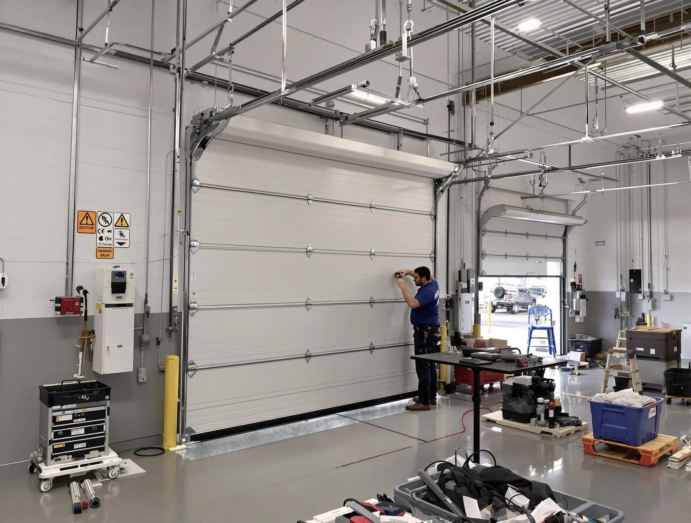 Commercial garage door repair being performed by Stansbury Park Garage Door Repair expert in Stansbury Park
