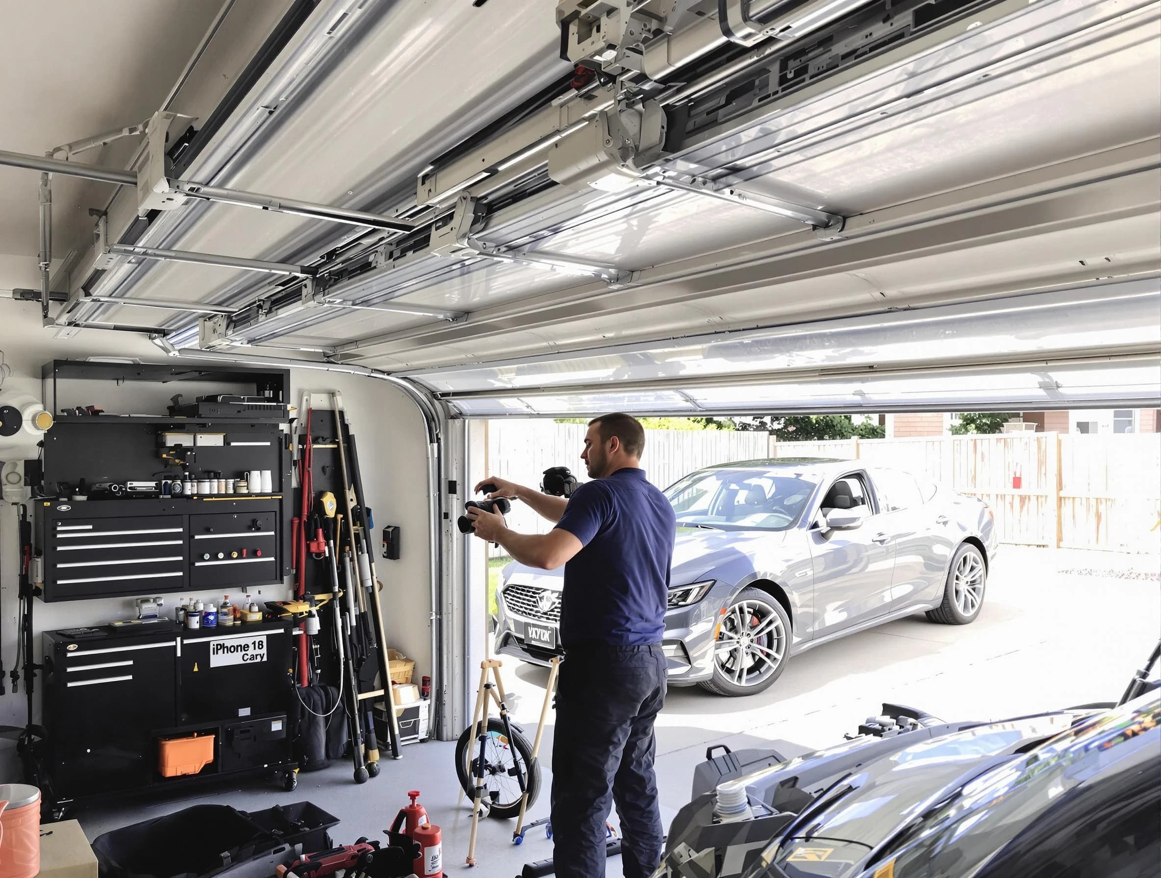 Stansbury Park Garage Door Repair technician fixing noisy garage door in Stansbury Park
