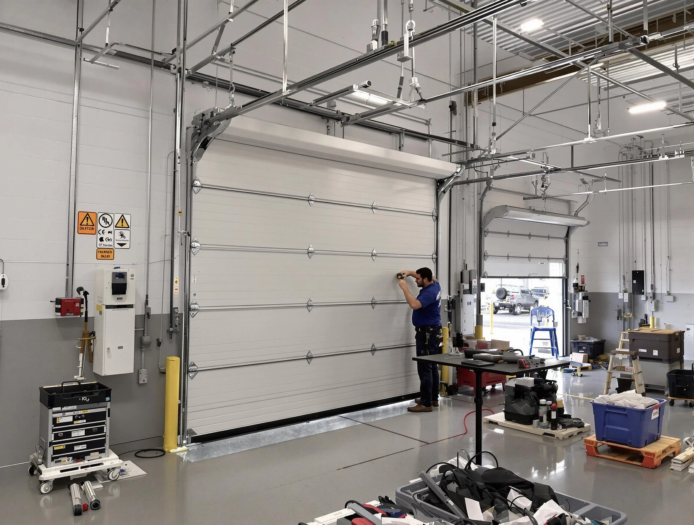 Commercial garage door repair being performed by Stansbury Park Garage Door Repair expert in Stansbury Park