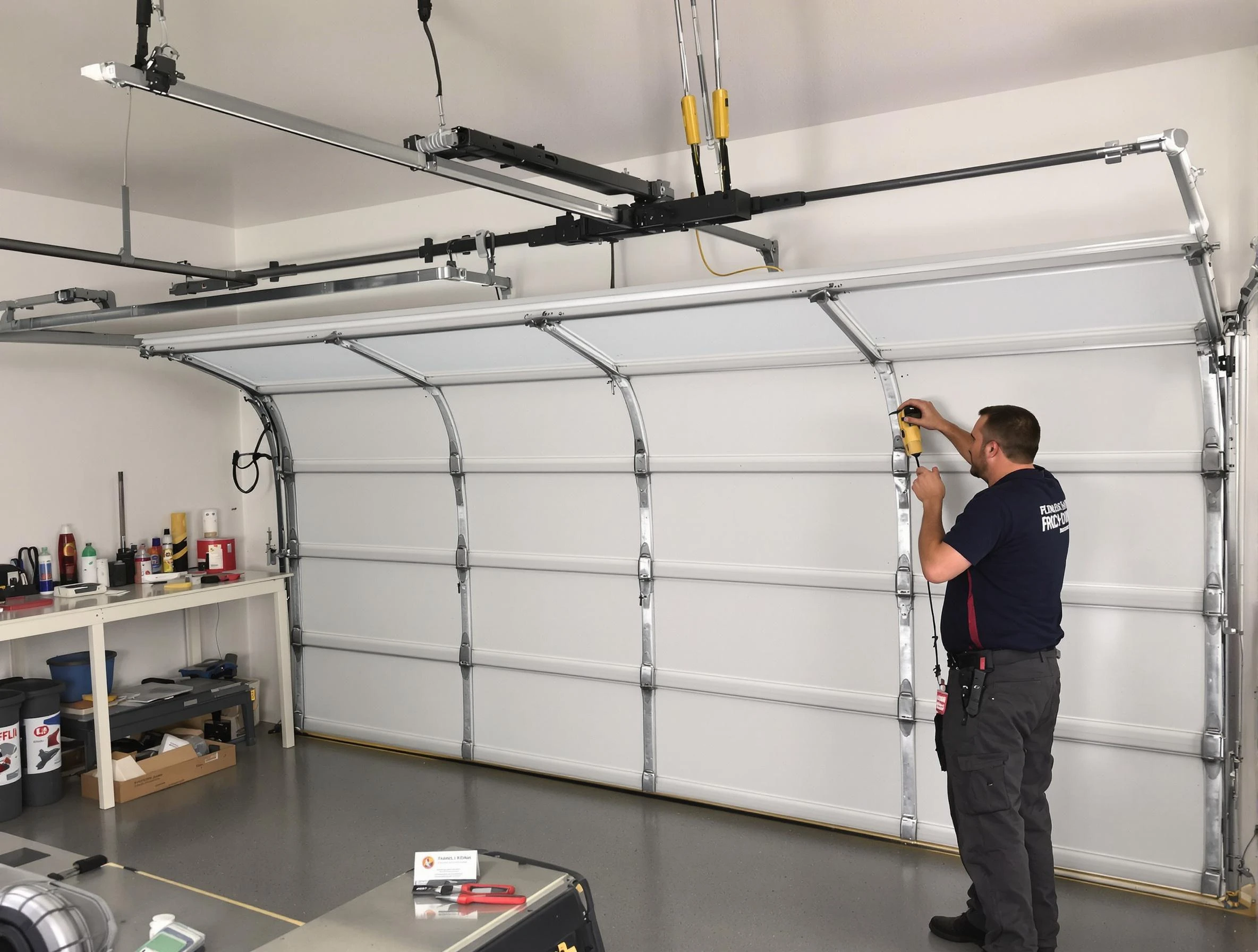 Stansbury Park Garage Door Repair certified technician performing overhead door system repair in Stansbury Park