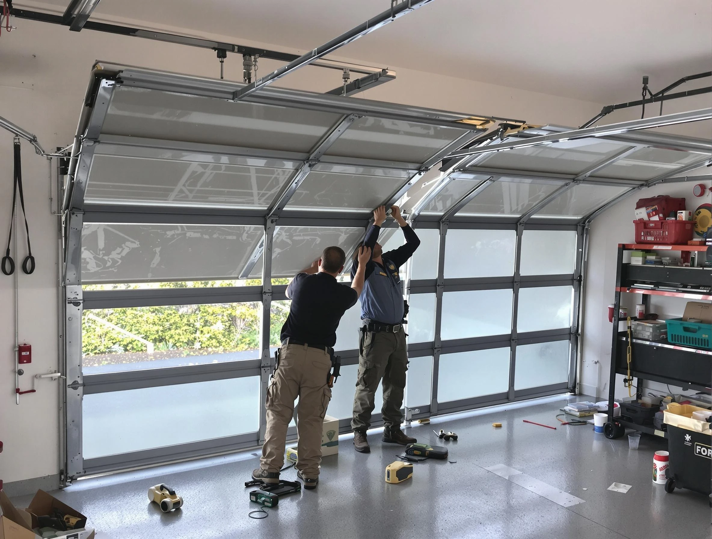 Stansbury Park Garage Door Repair expert performing precise panel replacement on Stansbury Park garage door